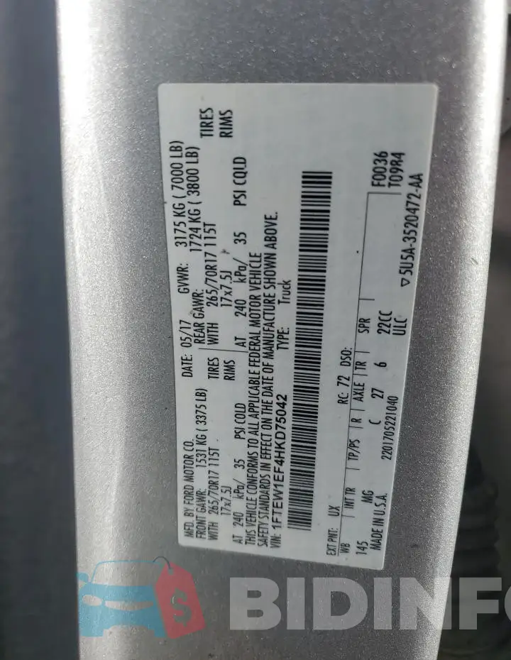 1FTEW1EF4HKD75042 Photo# 12