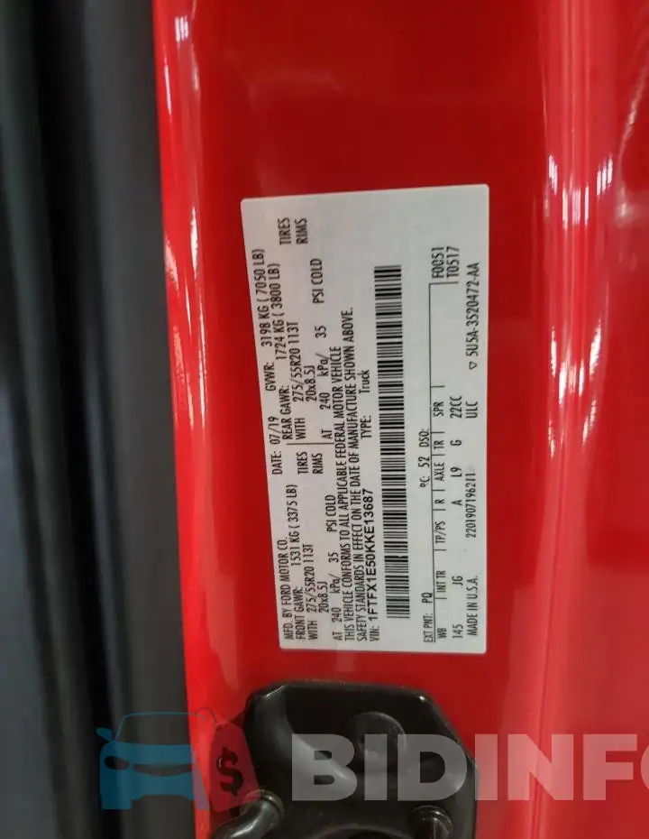 1FTFX1E50KKE13687 Photo# 12