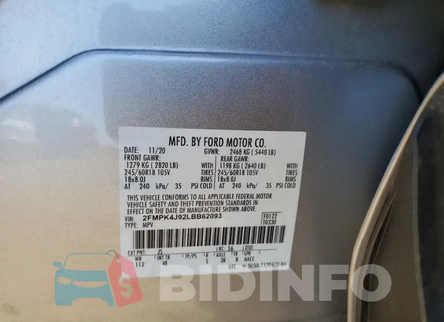 2FMPK4J92LBB62093 Photo# 12