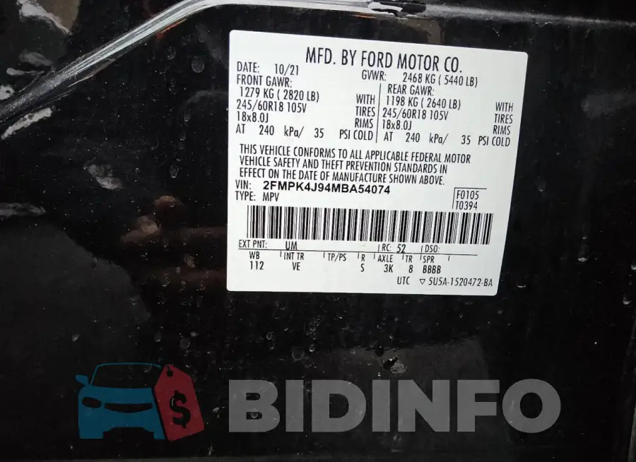 2FMPK4J94MBA54074 Photo# 14