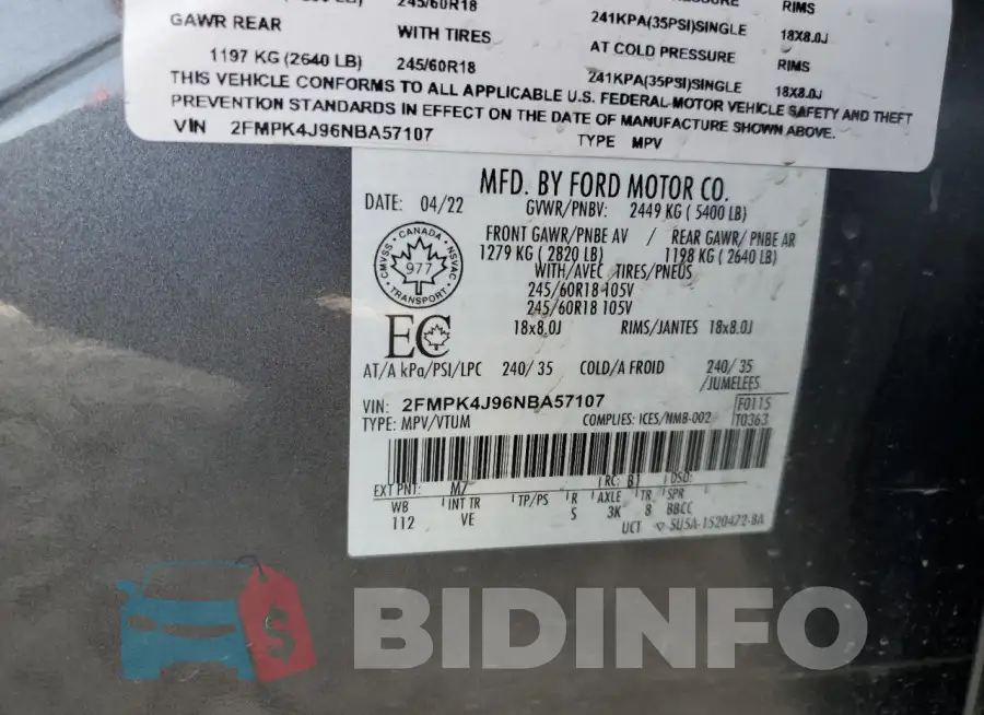 2FMPK4J96NBA57107 Photo# 13