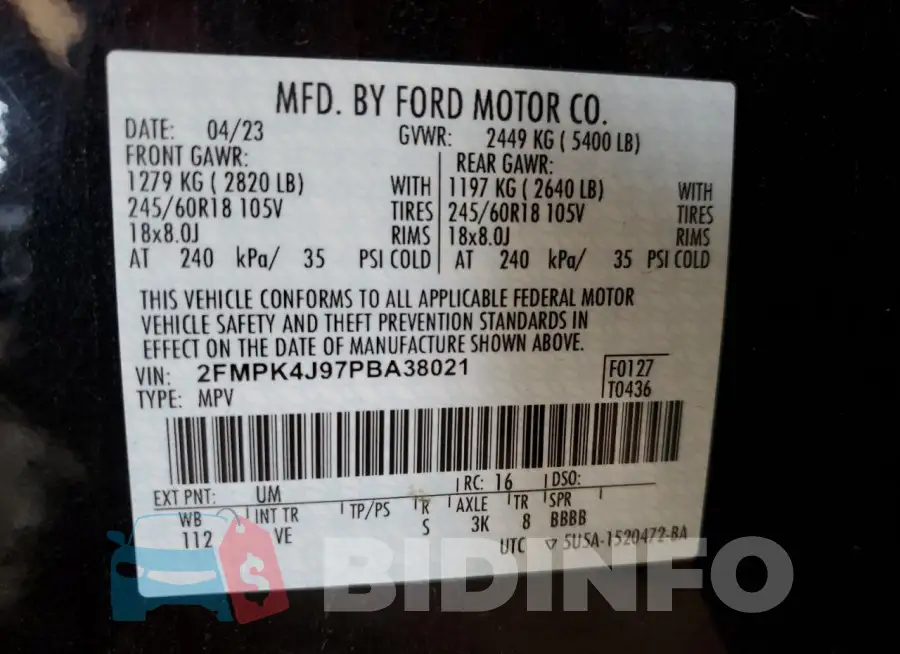 2FMPK4J97PBA38021 Photo# 13