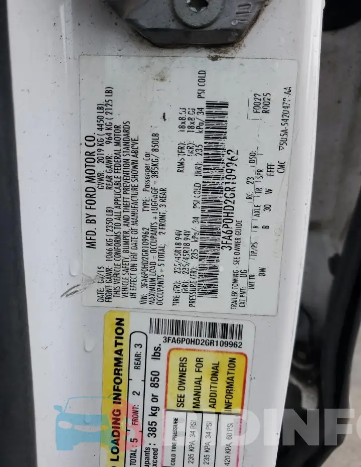 3FA6P0HD2GR109962 Photo# 12