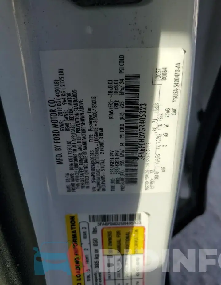 3FA6P0HD2GR405323 Photo# 13