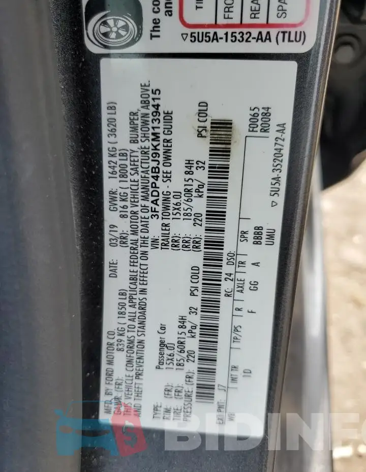 3FADP4BJ9KM139415 Photo# 12