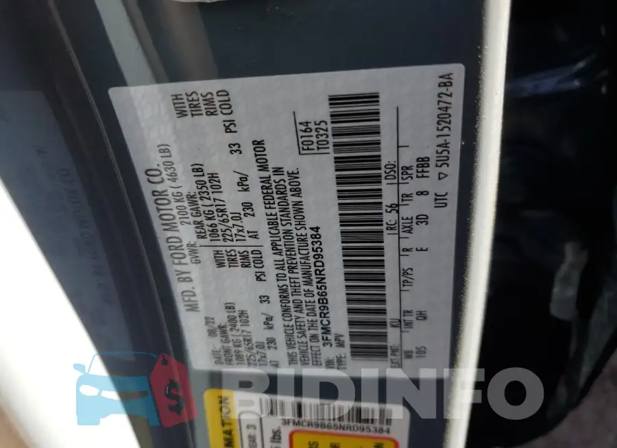 3FMCR9B65NRD95384 Photo# 13