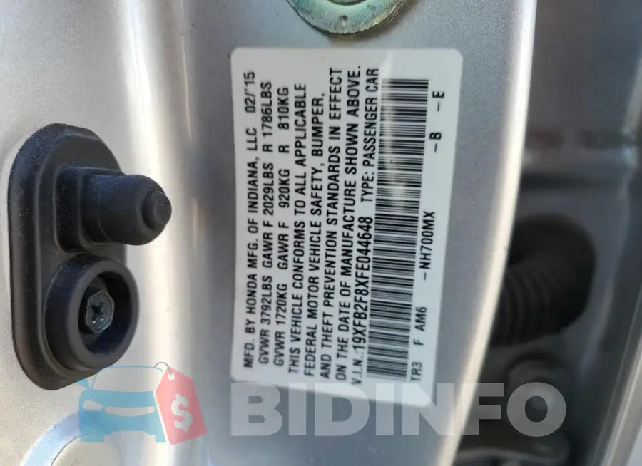 19XFB2F8XFE044648 Photo# 12