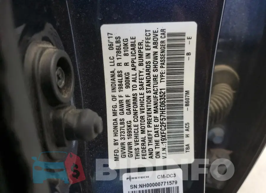 19XFC2F57HE063521 Photo# 12