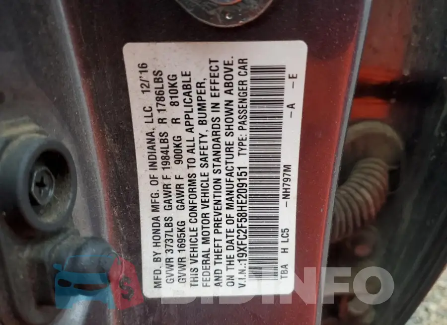 19XFC2F58HE209151 Photo# 12
