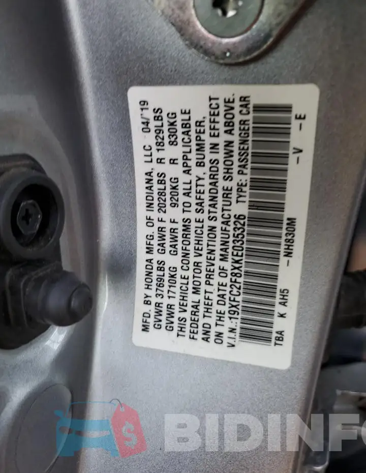 19XFC2F8XKE035326 Photo# 12