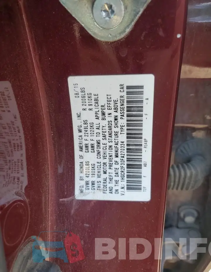 1HGCR2F30FA270334 Photo# 12