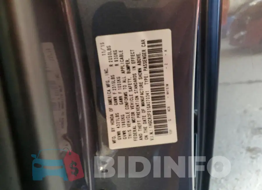 1HGCR2F51GA070341 Photo# 12