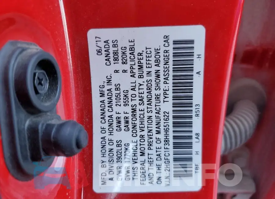 2HGFC1F38HH651622 Photo# 12