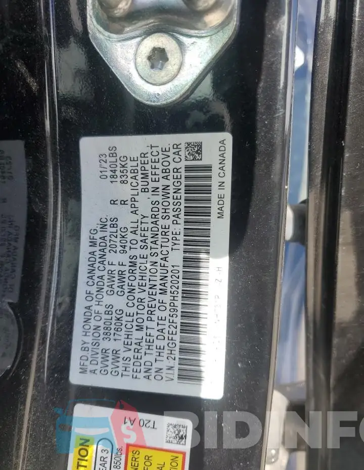 2HGFE2F59PH520201 Photo# 12