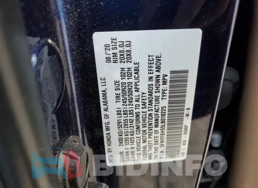 5FNYF8H55LB018225 Photo# 13