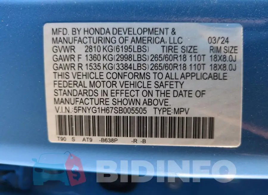 5FNYG1H67SB005505 Photo# 14