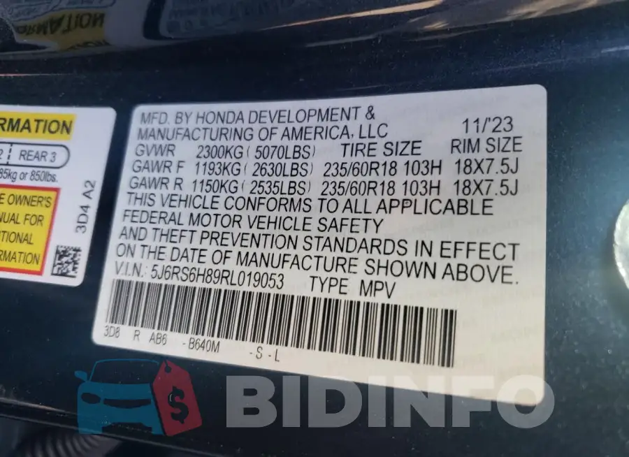 5J6RS6H89RL019053 Photo# 13