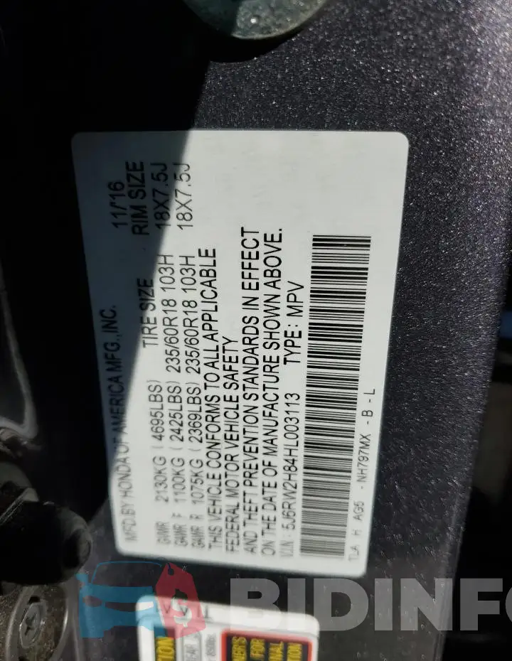 5J6RW2H84HL003113 Photo# 13