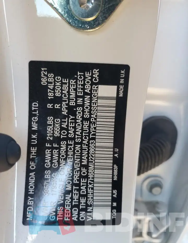 SHHFK7H68MU228663 Photo# 13