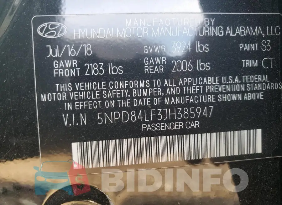 5NPD84LF3JH385947 Photo# 12