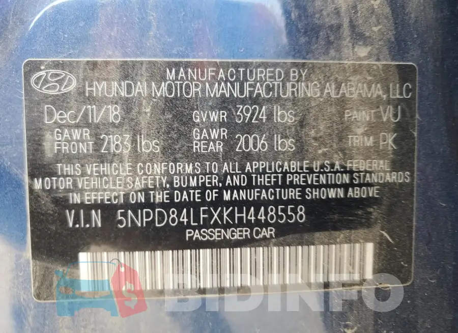 5NPD84LFXKH448558 Photo# 12