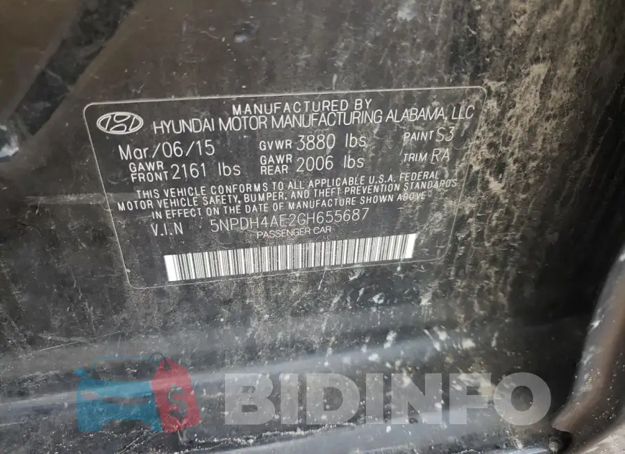 5NPDH4AE2GH655687 Photo# 12
