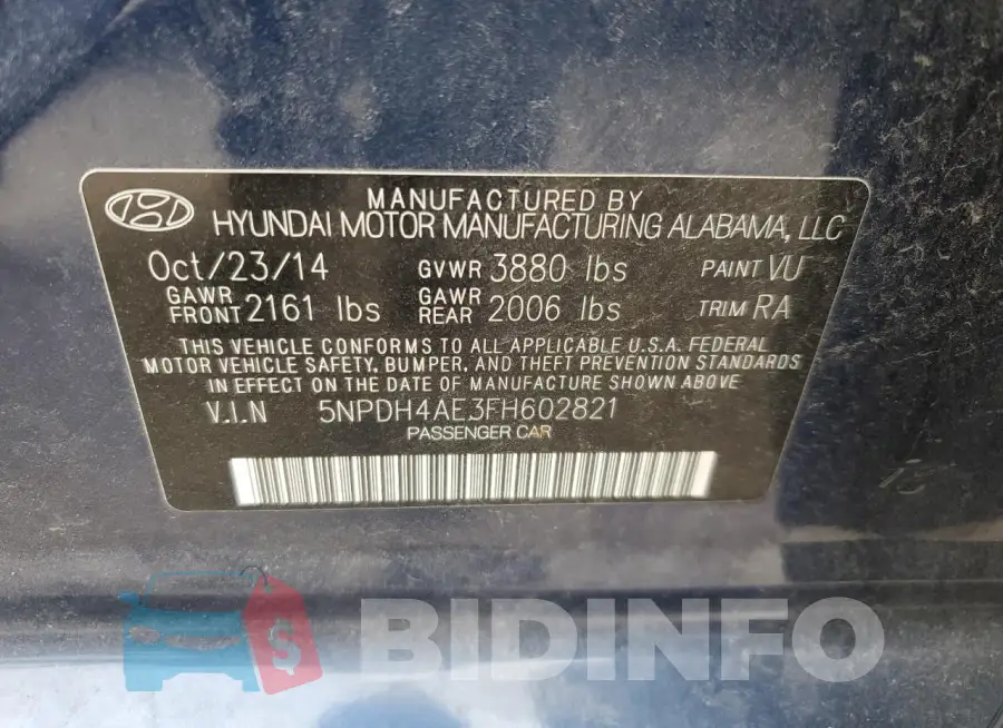 5NPDH4AE3FH602821 Photo# 13