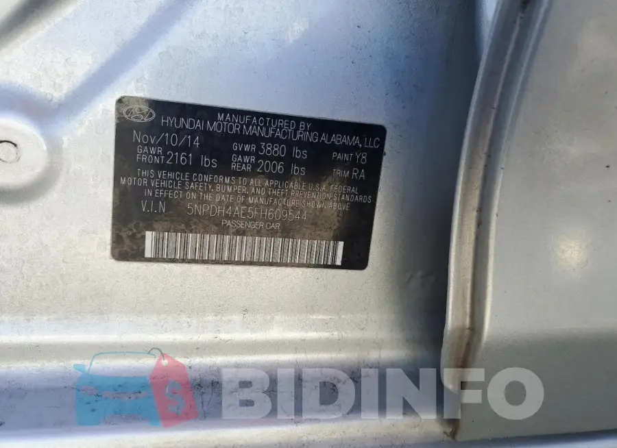 5NPDH4AE5FH609544 Photo# 13