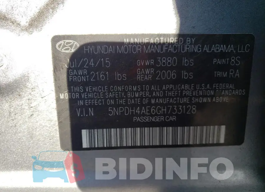 5NPDH4AE6GH733128 Photo# 12