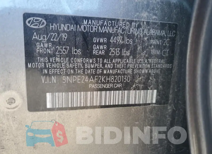 5NPE24AF2KH820130 Photo# 12