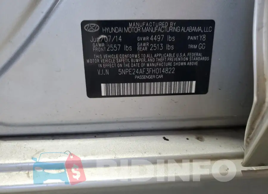 5NPE24AF3FH014822 Photo# 12