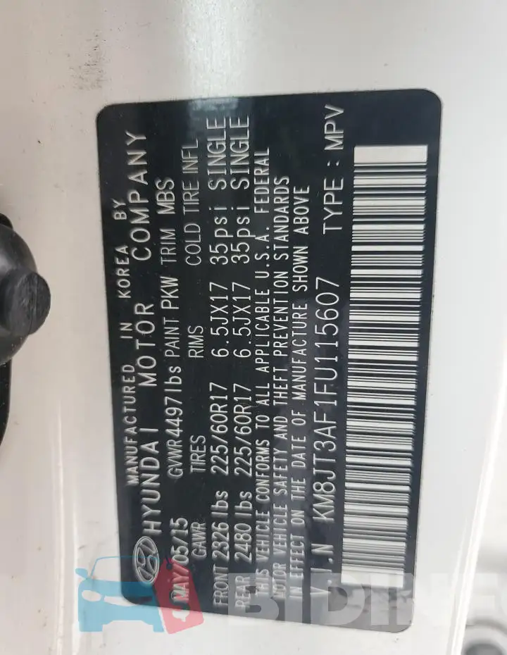 KM8JT3AF1FU115607 Photo# 13