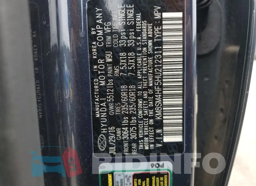 KM8SM4HF5HU212311 Photo# 13