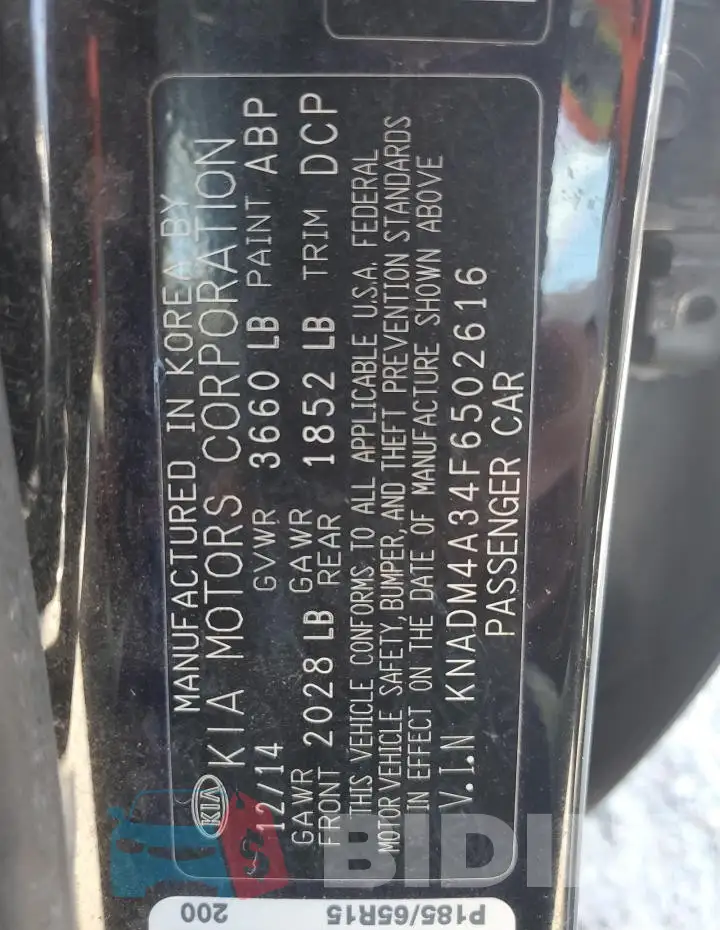 KNADM4A34F6502616 Photo# 12