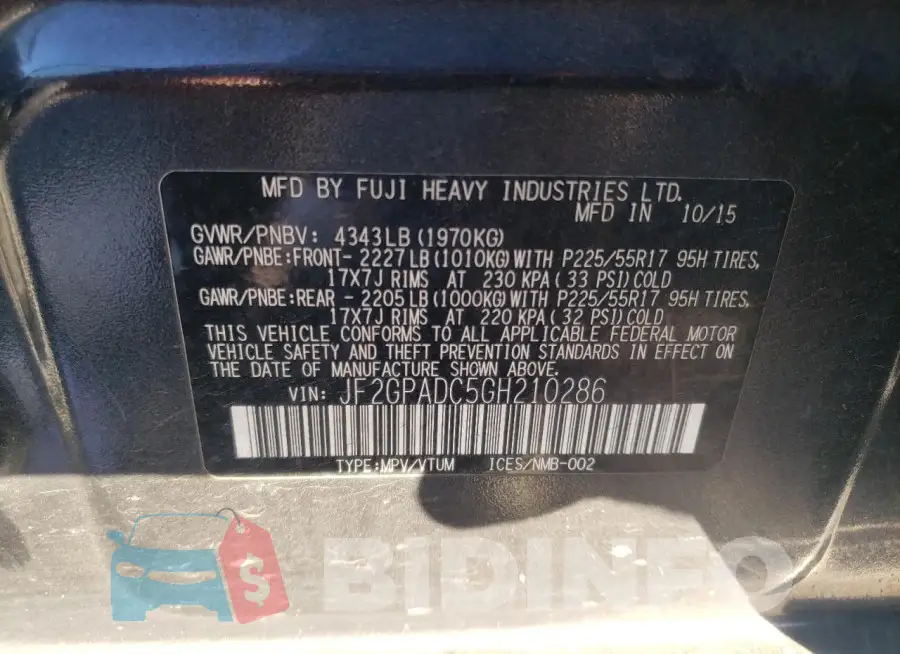 JF2GPADC5GH210286 Photo# 14
