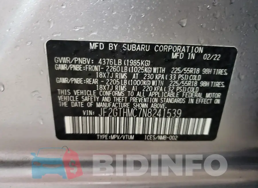 JF2GTHMC7N8241539 Photo# 12