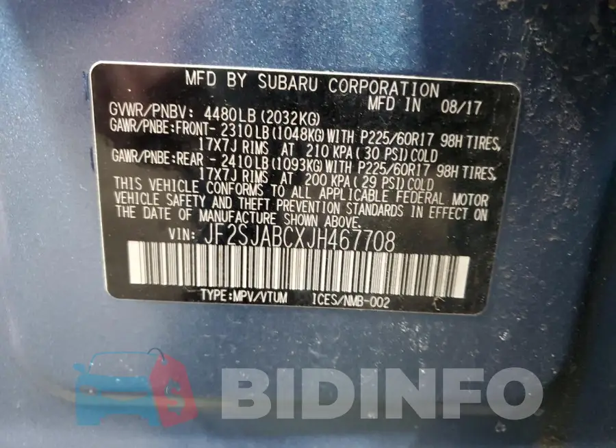 JF2SJABCXJH467708 Photo# 13