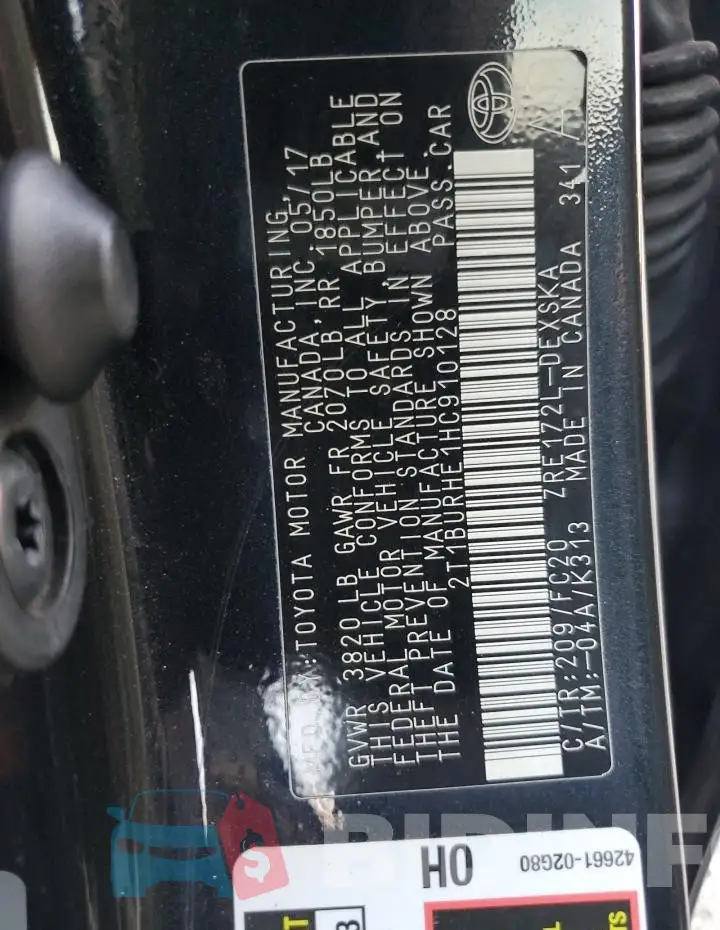 2T1BURHE1HC910128 Photo# 12