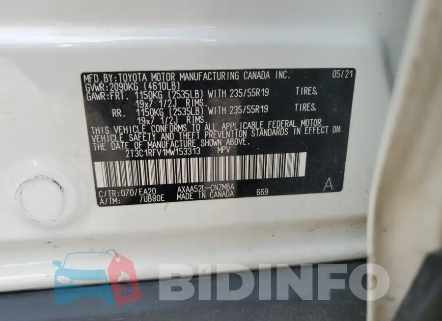 2T3C1RFV1MW153313 Photo# 13
