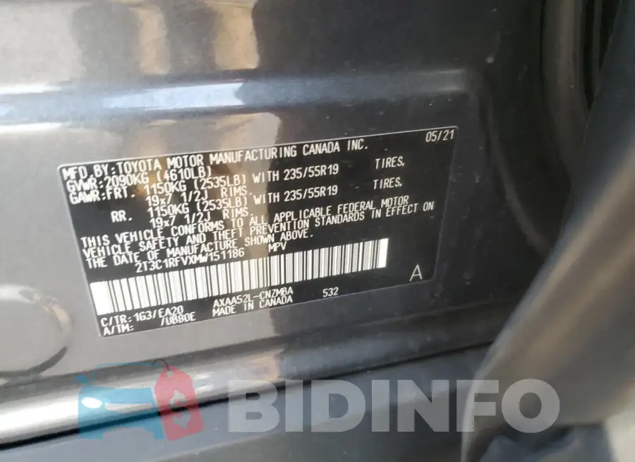 2T3C1RFVXMW151186 Photo# 14
