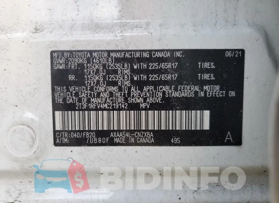 2T3F1RFV4MC219142 Photo# 13