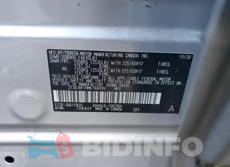 2T3G1RFV9MC166099 Photo# 14