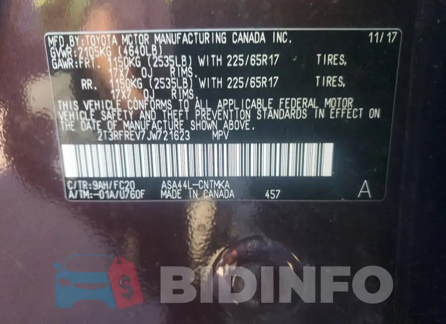 2T3RFREV7JW721623 Photo# 14