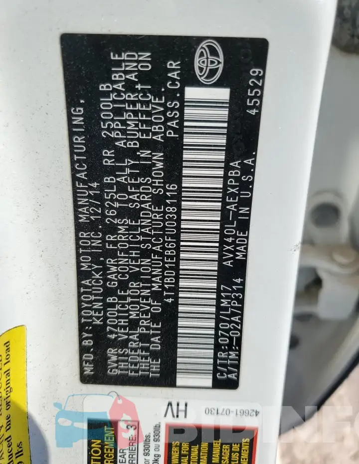 4T1BD1EB6FU038116 Photo# 13