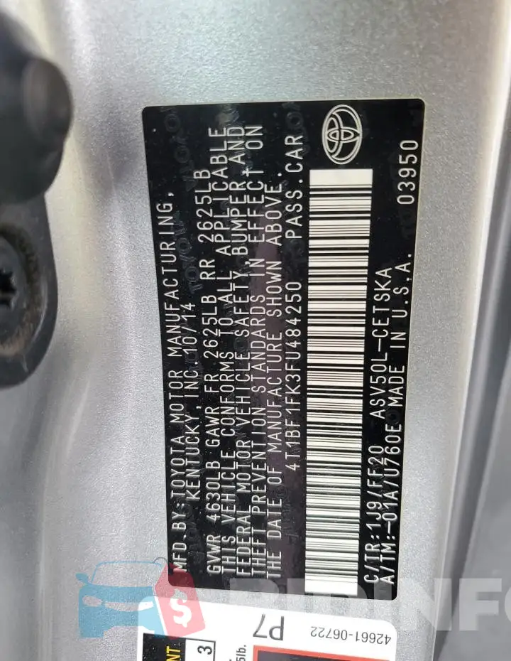 4T1BF1FK3FU484250 Photo# 13