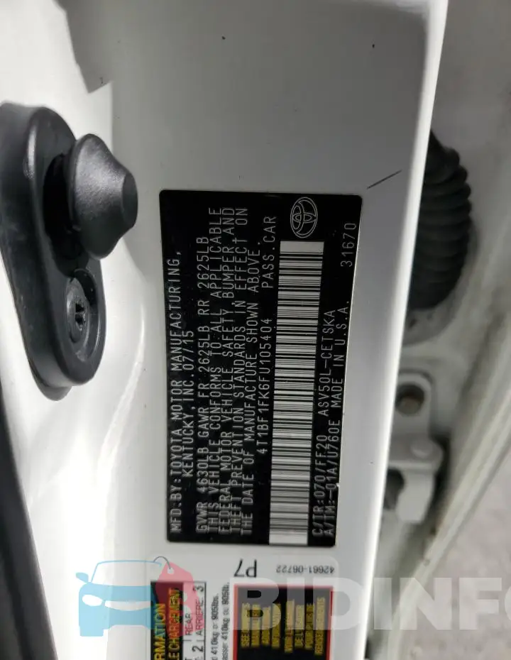 4T1BF1FK6FU105404 Photo# 12