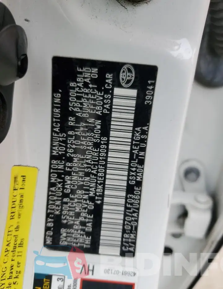 4T1BK1EB0FU190916 Photo# 12