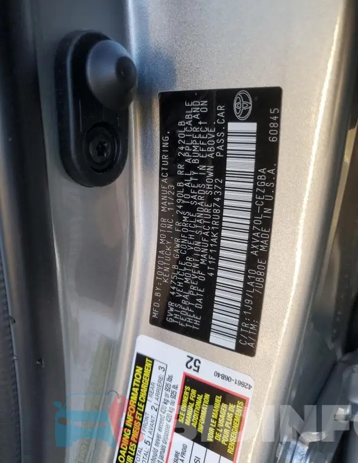 4T1F11AK1RU874372 Photo# 12