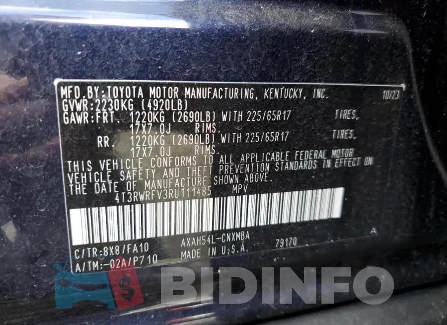 4T3RWRFV3RU111485 Photo# 13