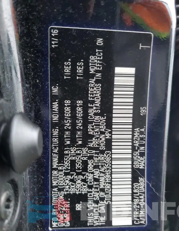5TDJZRFH9HS359853 Photo# 13
